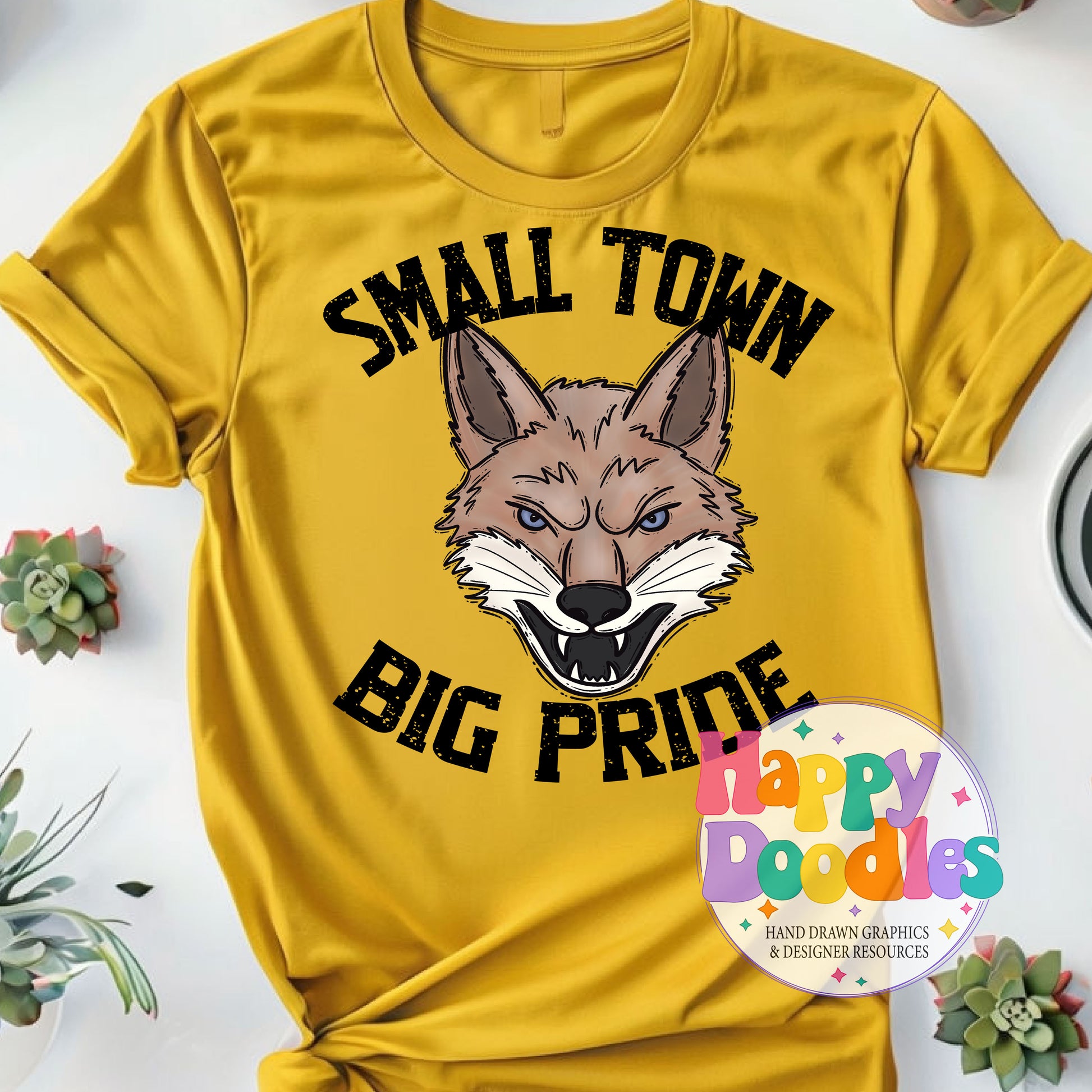 Small Town Big Pride Coyote DIY Printable PNG - Happy Doodles Designs