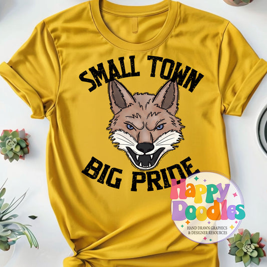 Small Town Big Pride Coyote DIY Printable PNG - Happy Doodles Designs