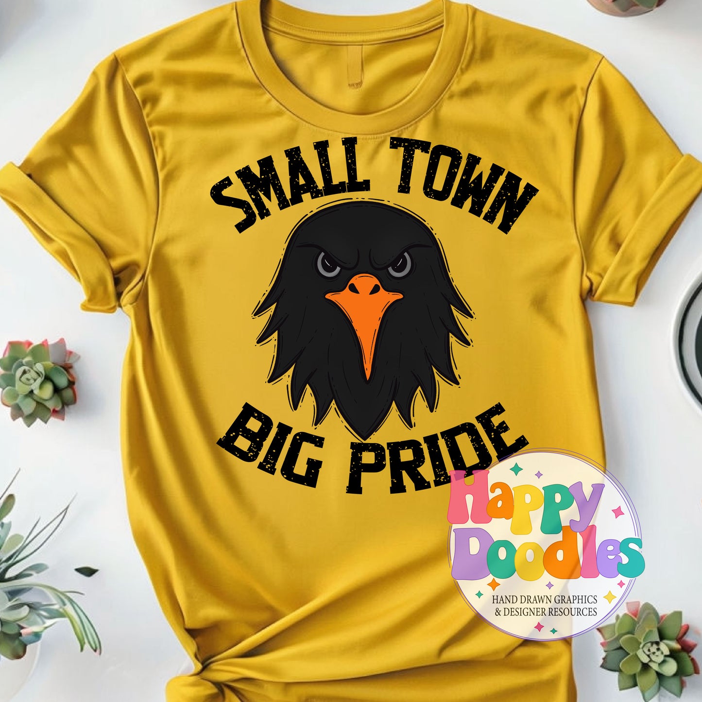 Small Town Big Pride Crow DIY Printable PNG - Happy Doodles Designs