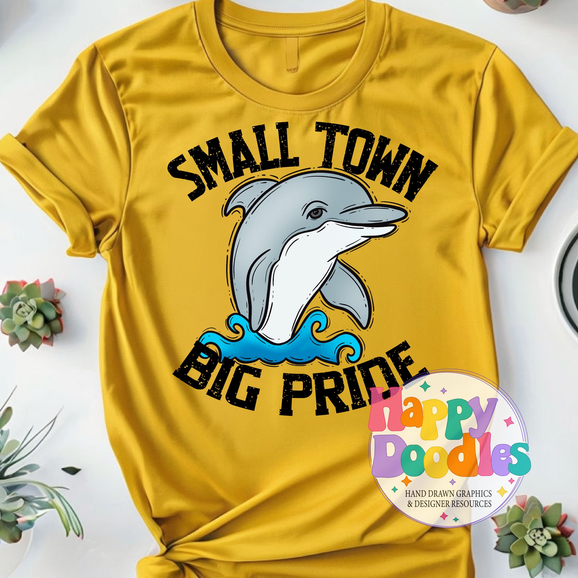 Small Town Big Pride Dolphin DIY Printable PNG - Happy Doodles Designs