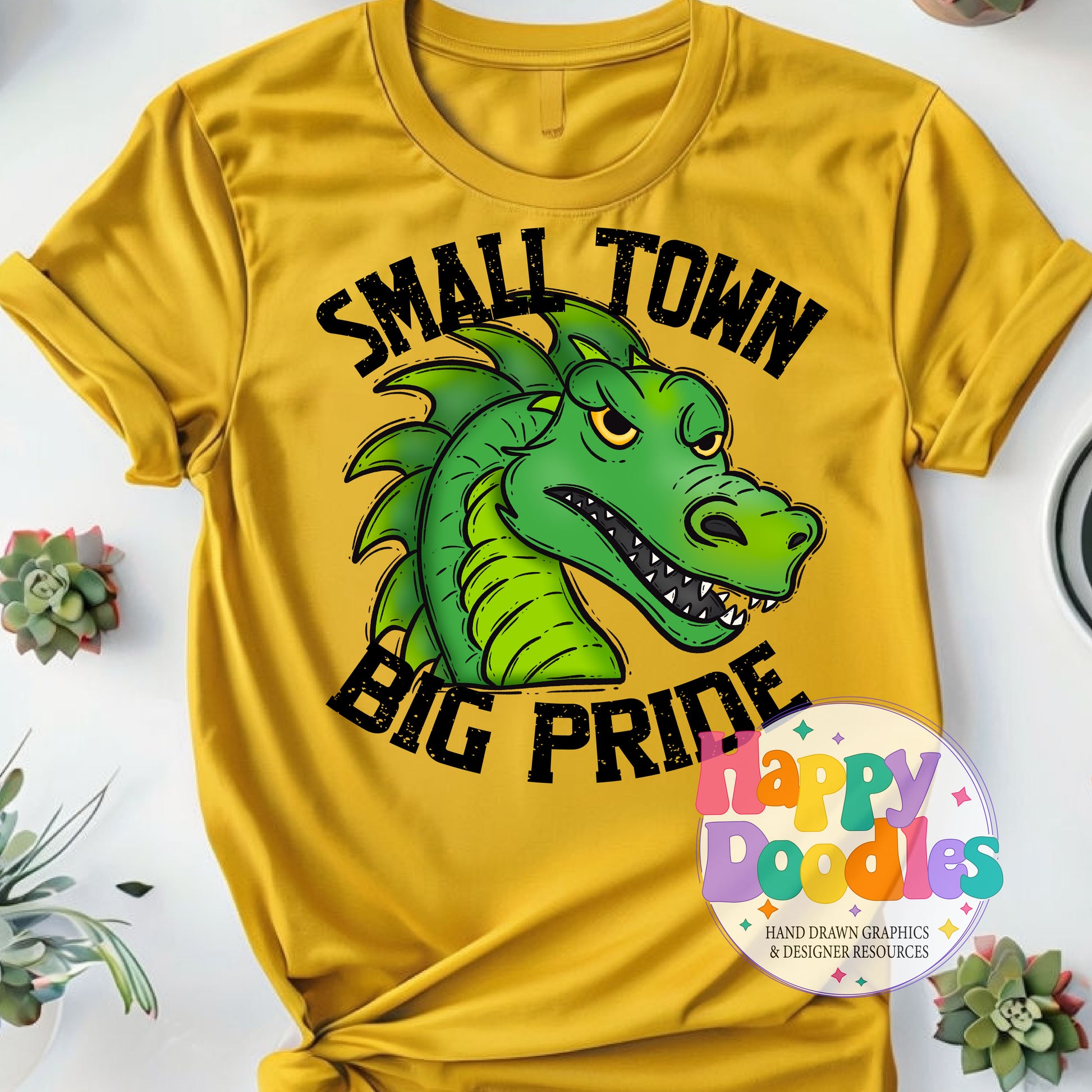 Small Town Big Pride Dragons T-Shirt Printable PNG - Happy Doodles Designs