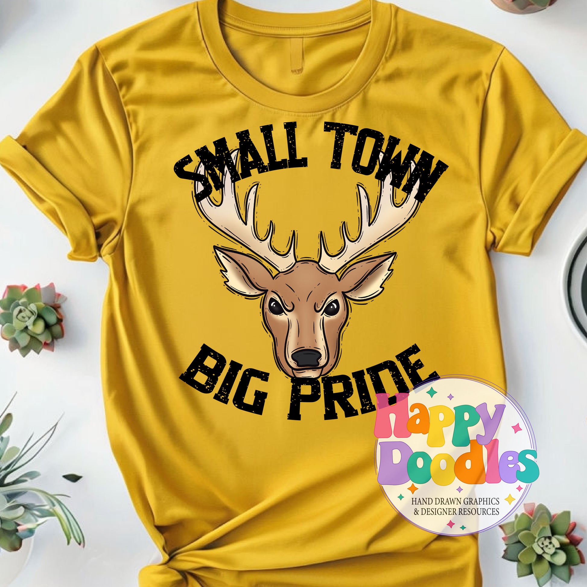 Small Town Big Pride Elk T-Shirt Printable PNG - Happy Doodles Designs