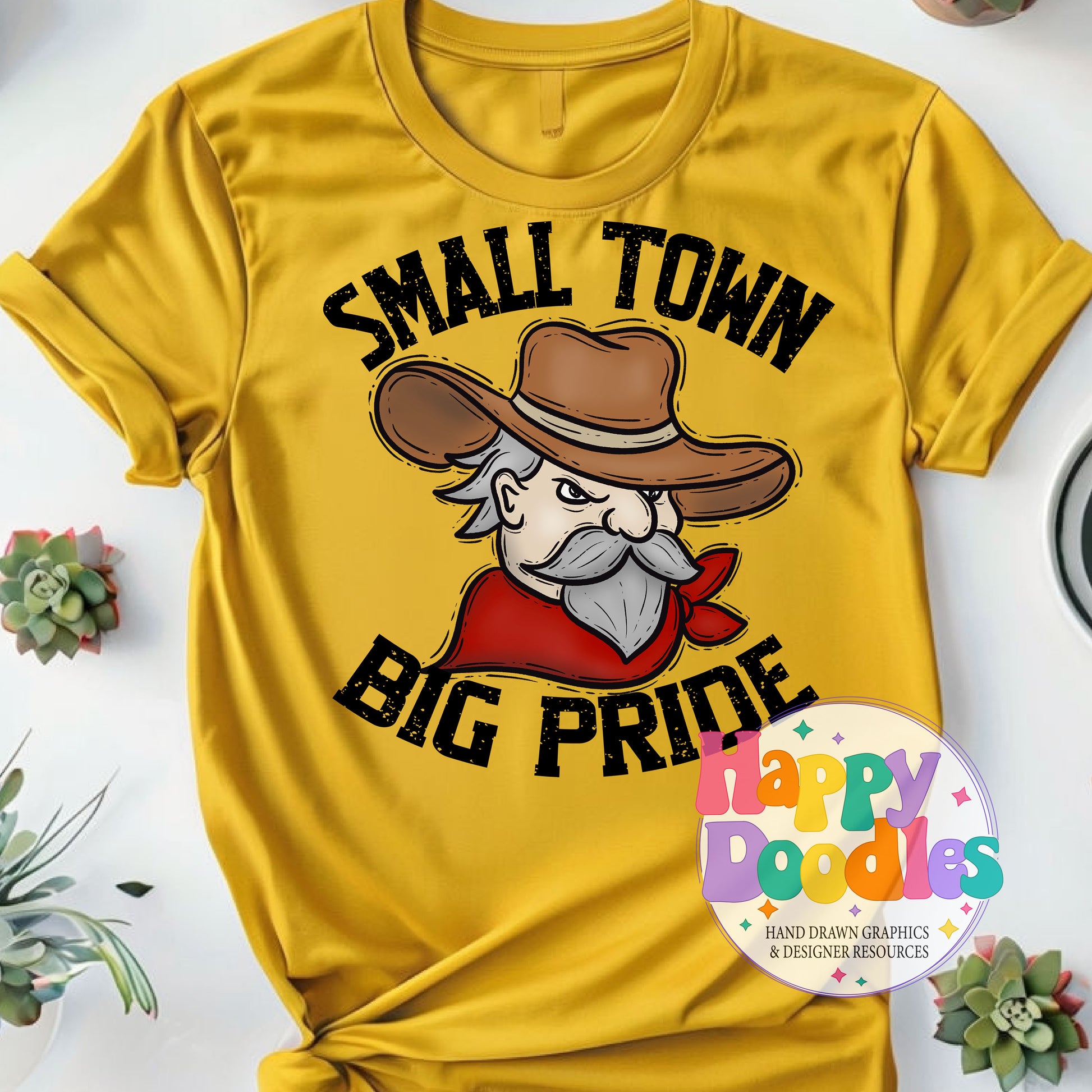 Small Town Big Pride General T-Shirt Printable PNG - Happy Doodles Designs