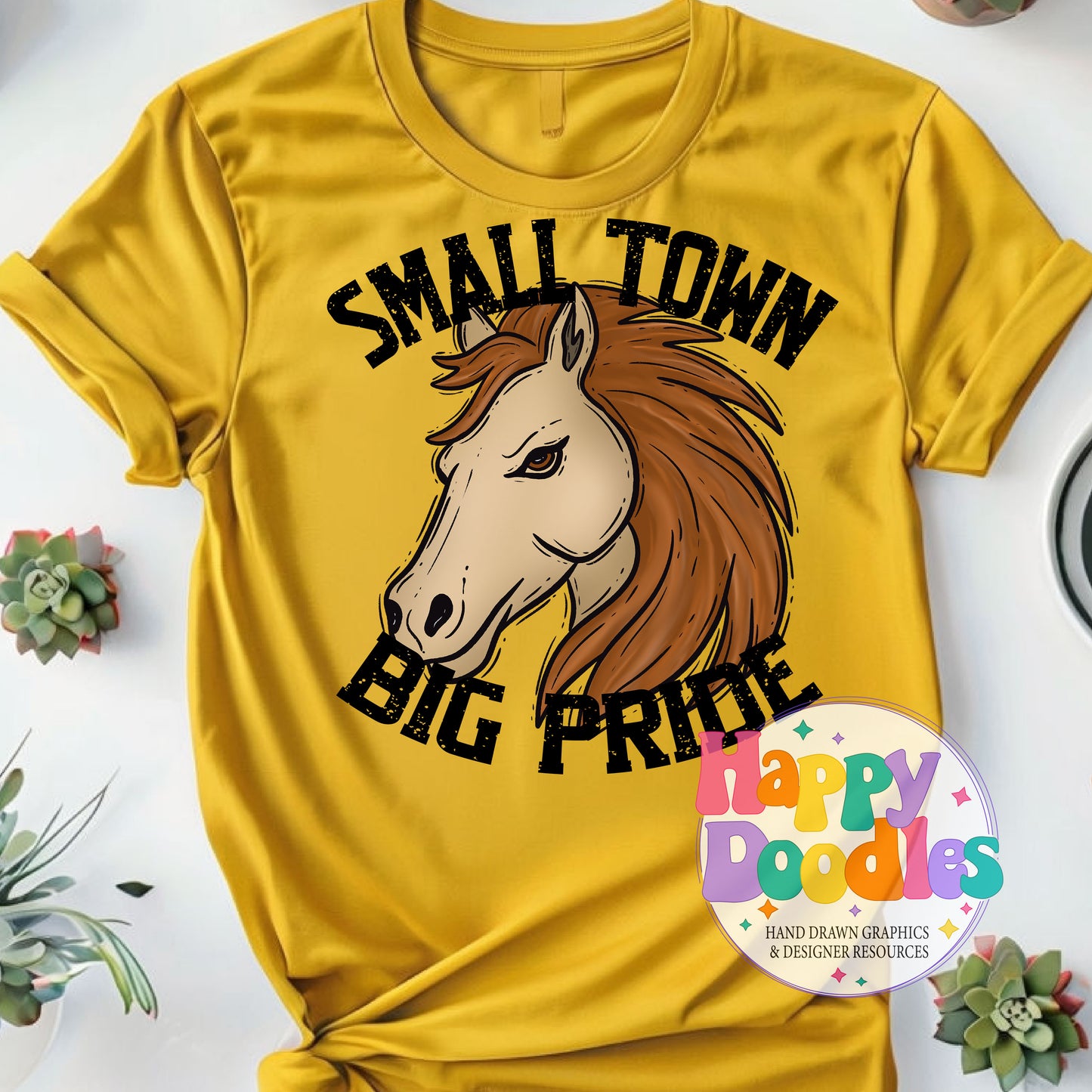 Small Town Big Pride Horse Printable PNG for Sublimation - Happy Doodles Designs