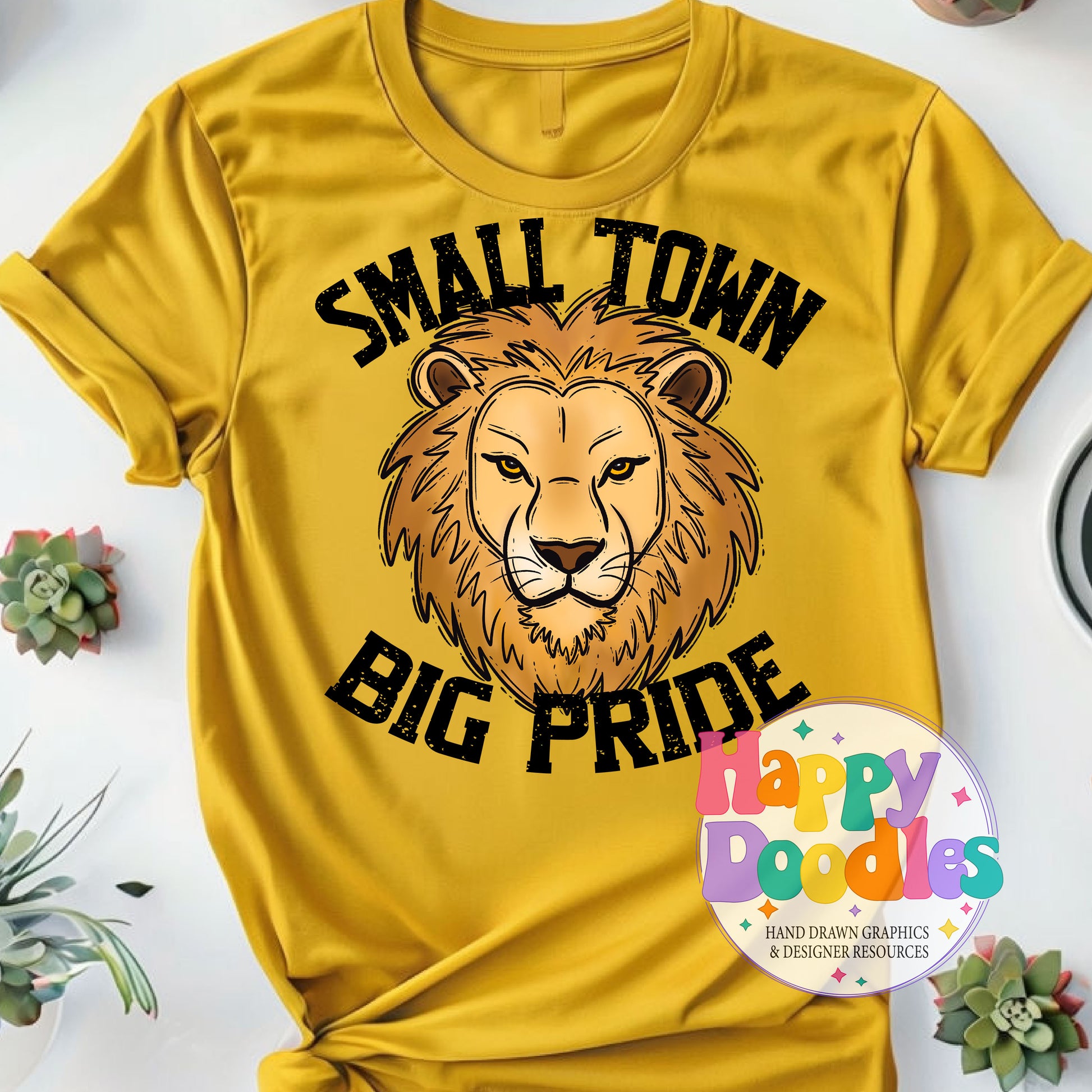Small Town Big Pride Lion DIY Printable PNG - Happy Doodles Designs