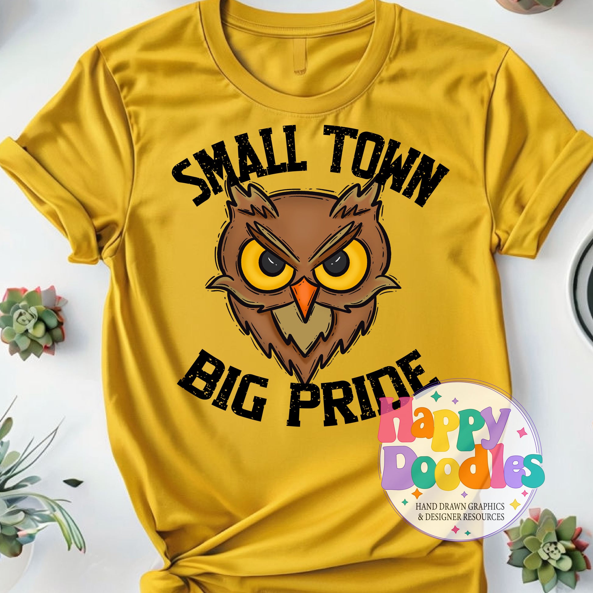 Small Town Big Pride Owls Printable PNG Download - Happy Doodles Designs