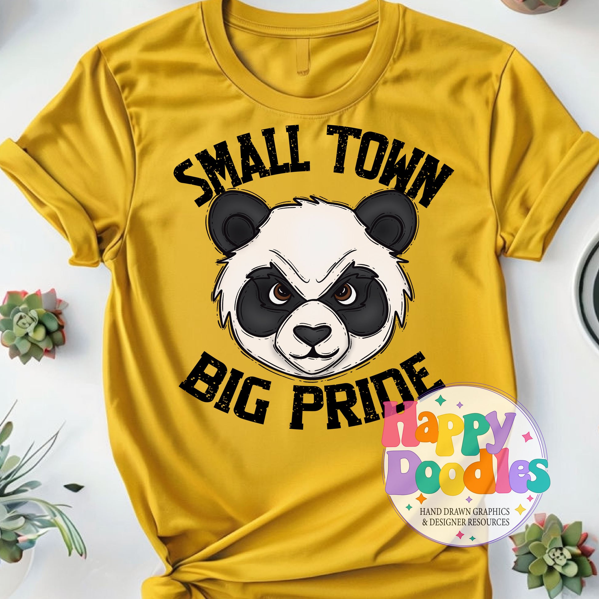 Small Town Big Pride Pandas Printable PNG Download - Happy Doodles Designs