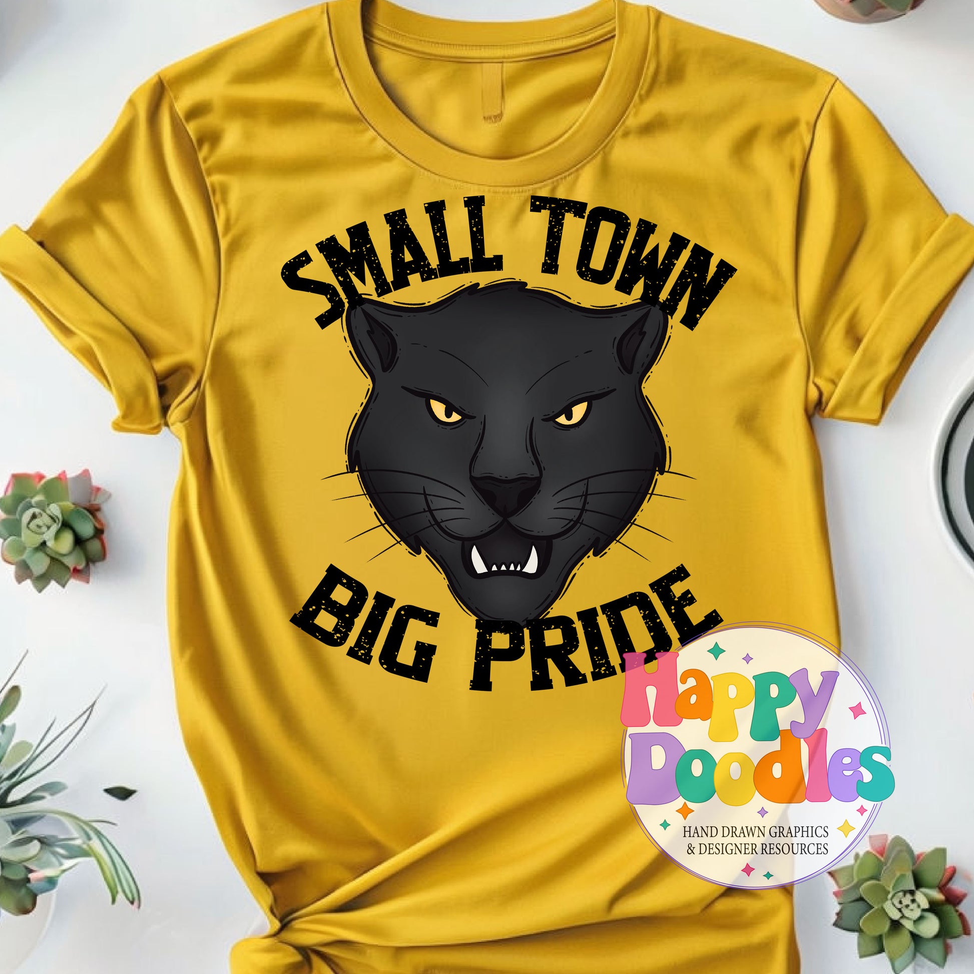 Small Town Big Pride Panthers Printable PNG Design - Happy Doodles Designs