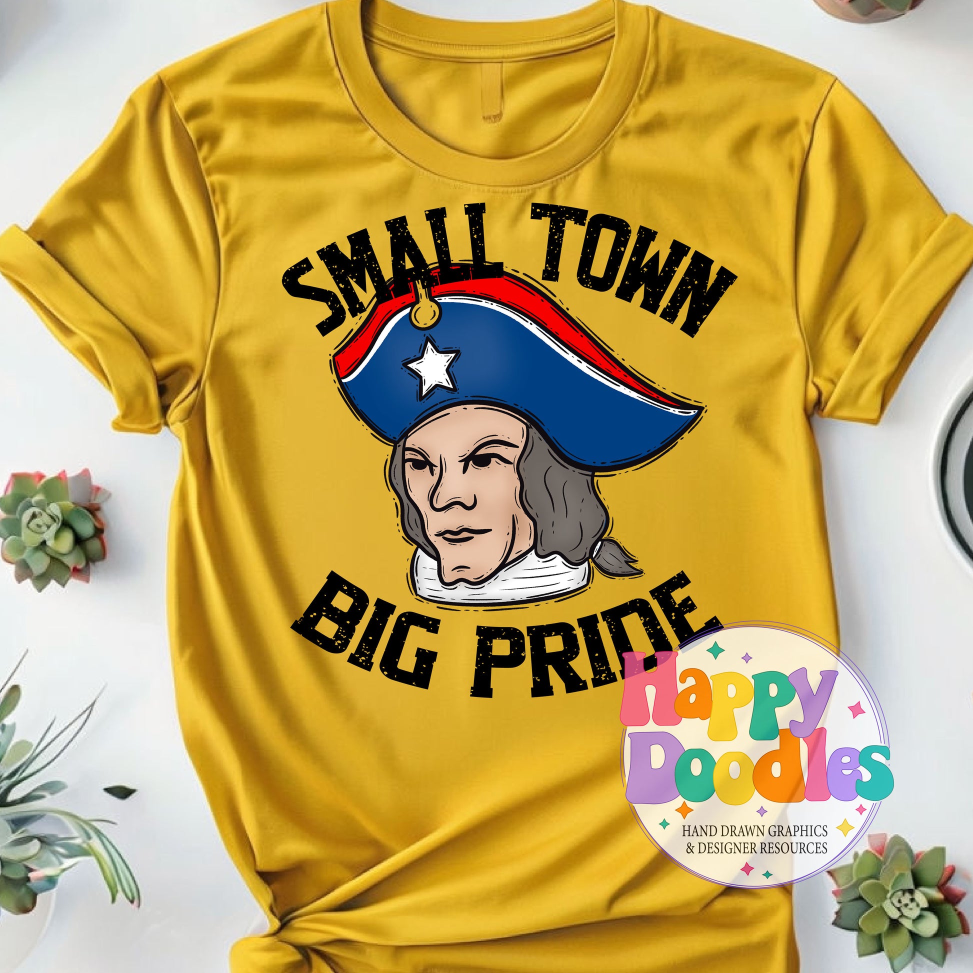 Small Town Big Pride Patriot Face DIY Printable PNG - Happy Doodles Designs