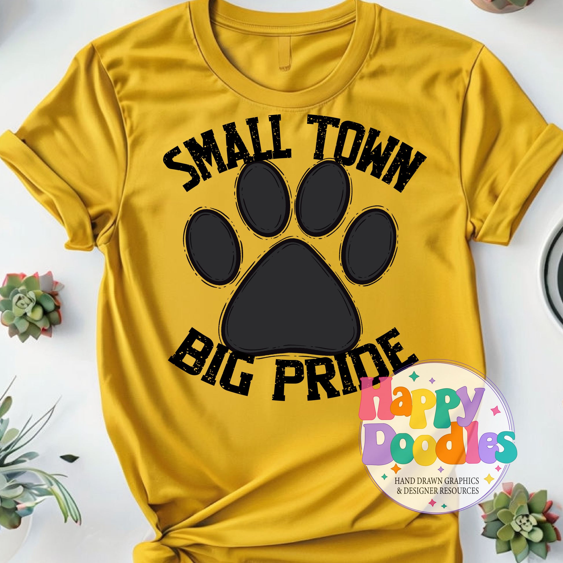 Small Town Big Pride Paw DIY Printable PNG - Happy Doodles Designs
