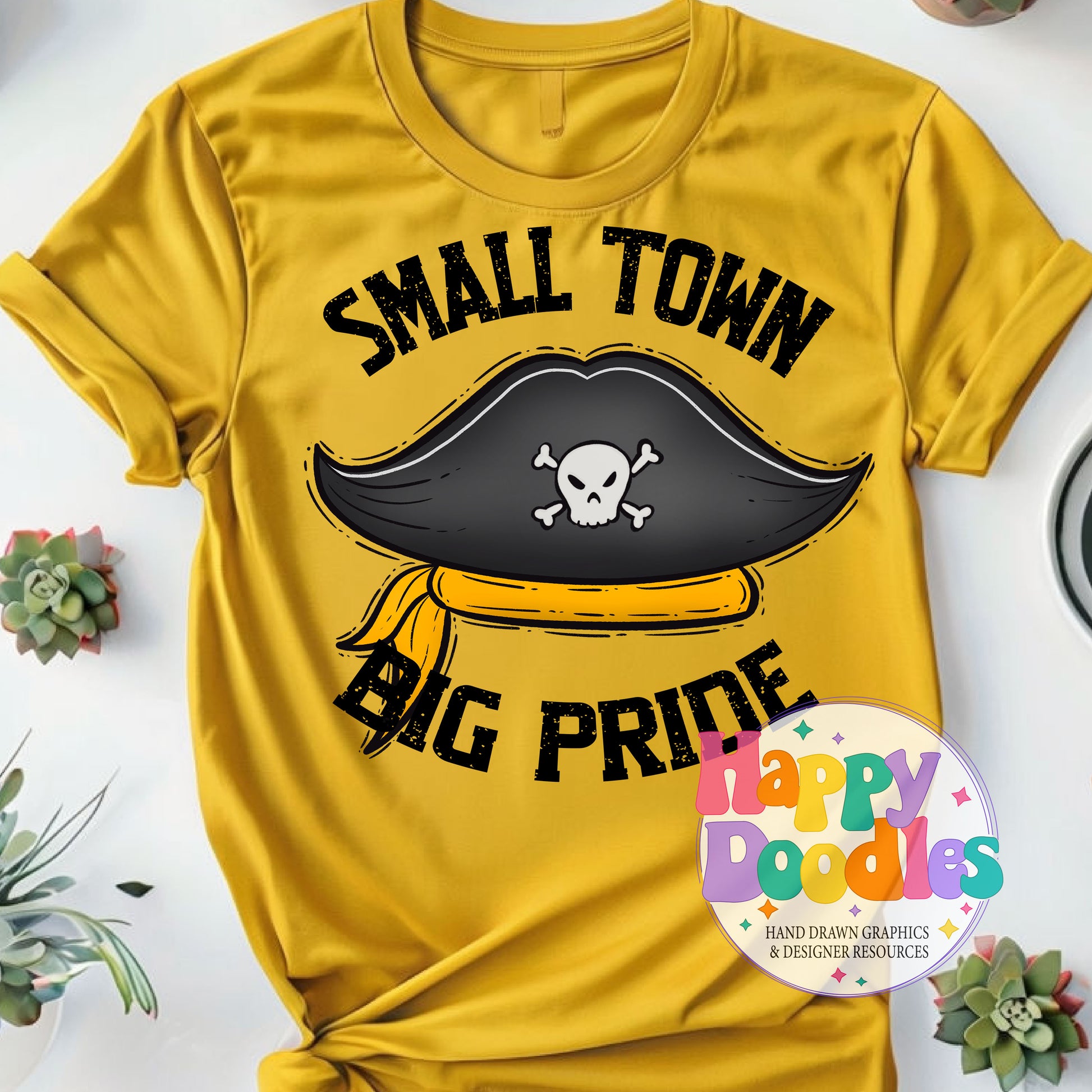 Small Town Big Pride Pirate Hat T-Shirt Printable PNG - Happy Doodles Designs