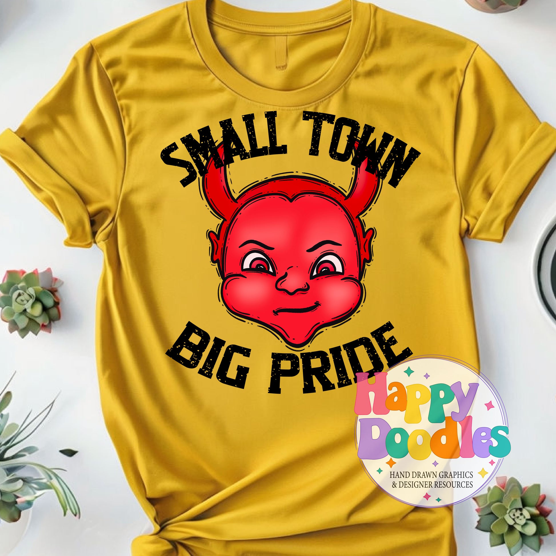 Small Town Big Pride Red Devils Printable PNG Download - Happy Doodles Designs