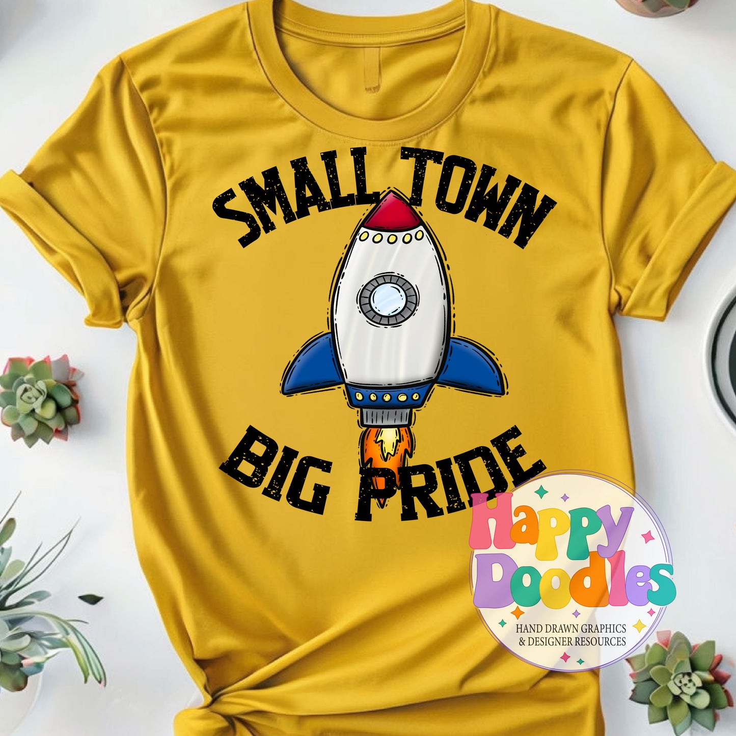 Small Town Big Pride Rockets Printable PNG Design - Happy Doodles Designs