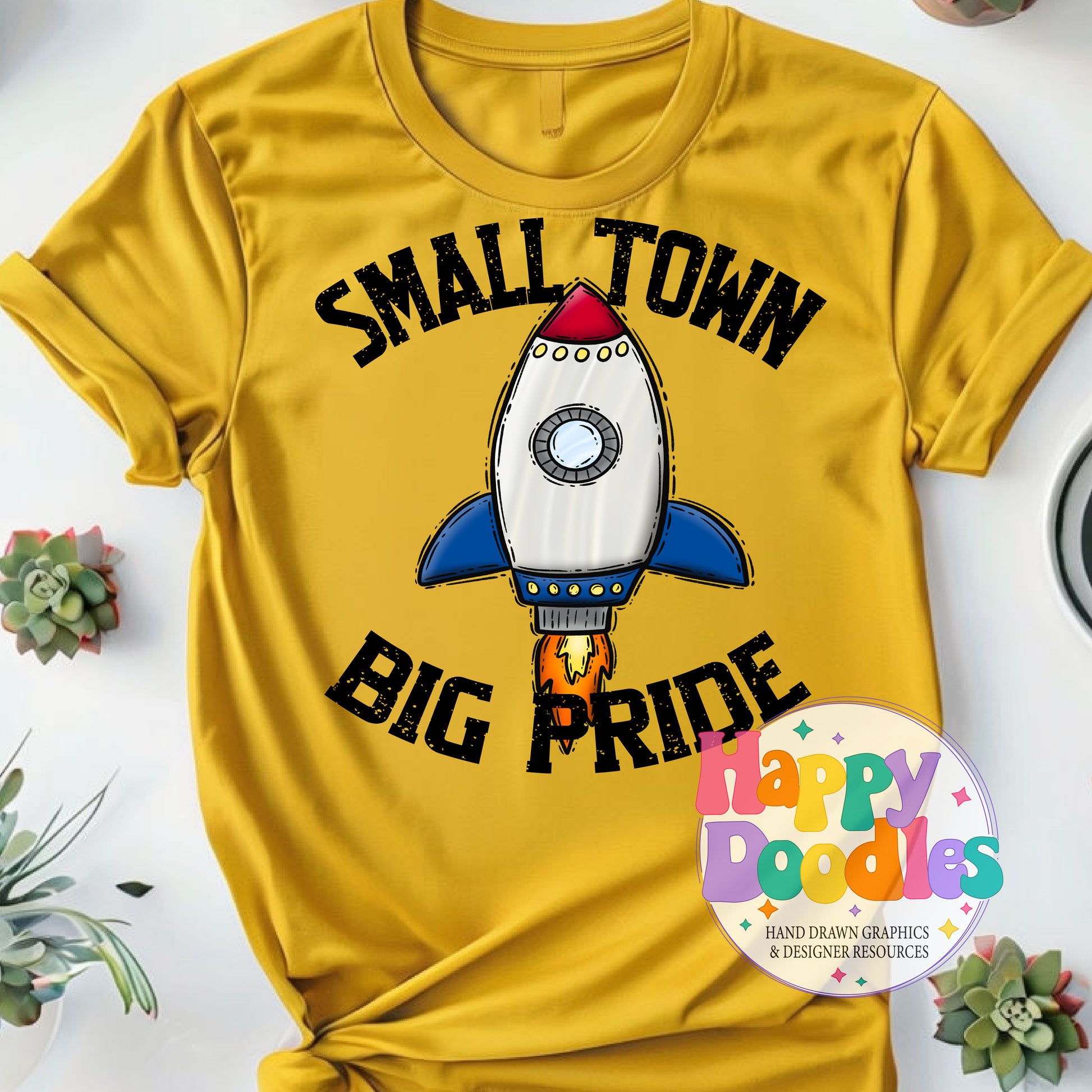 Small Town Big Pride Rockets Printable PNG Design - Happy Doodles Designs