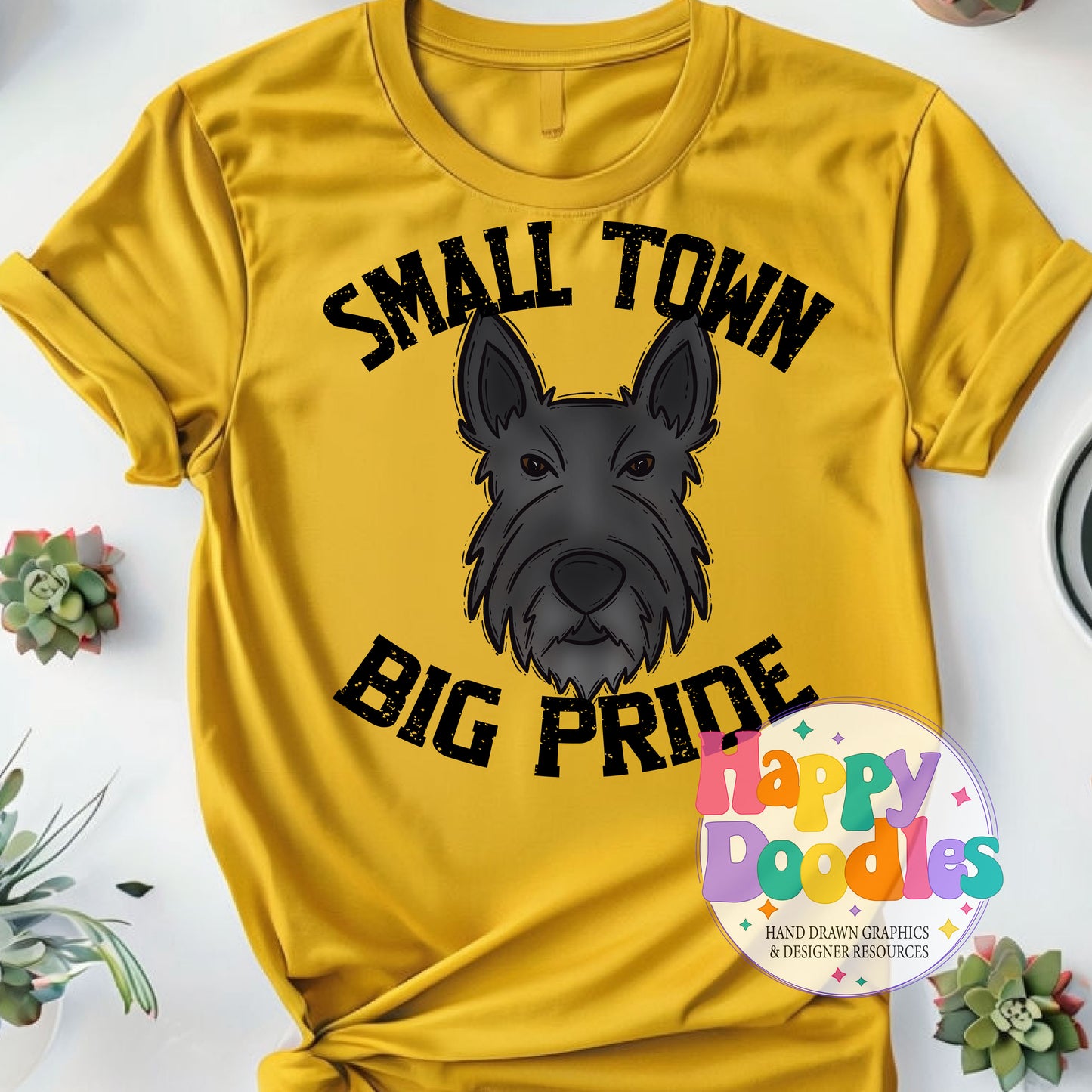 Small Town Big Pride Scottie Printable PNG Download - Happy Doodles Designs