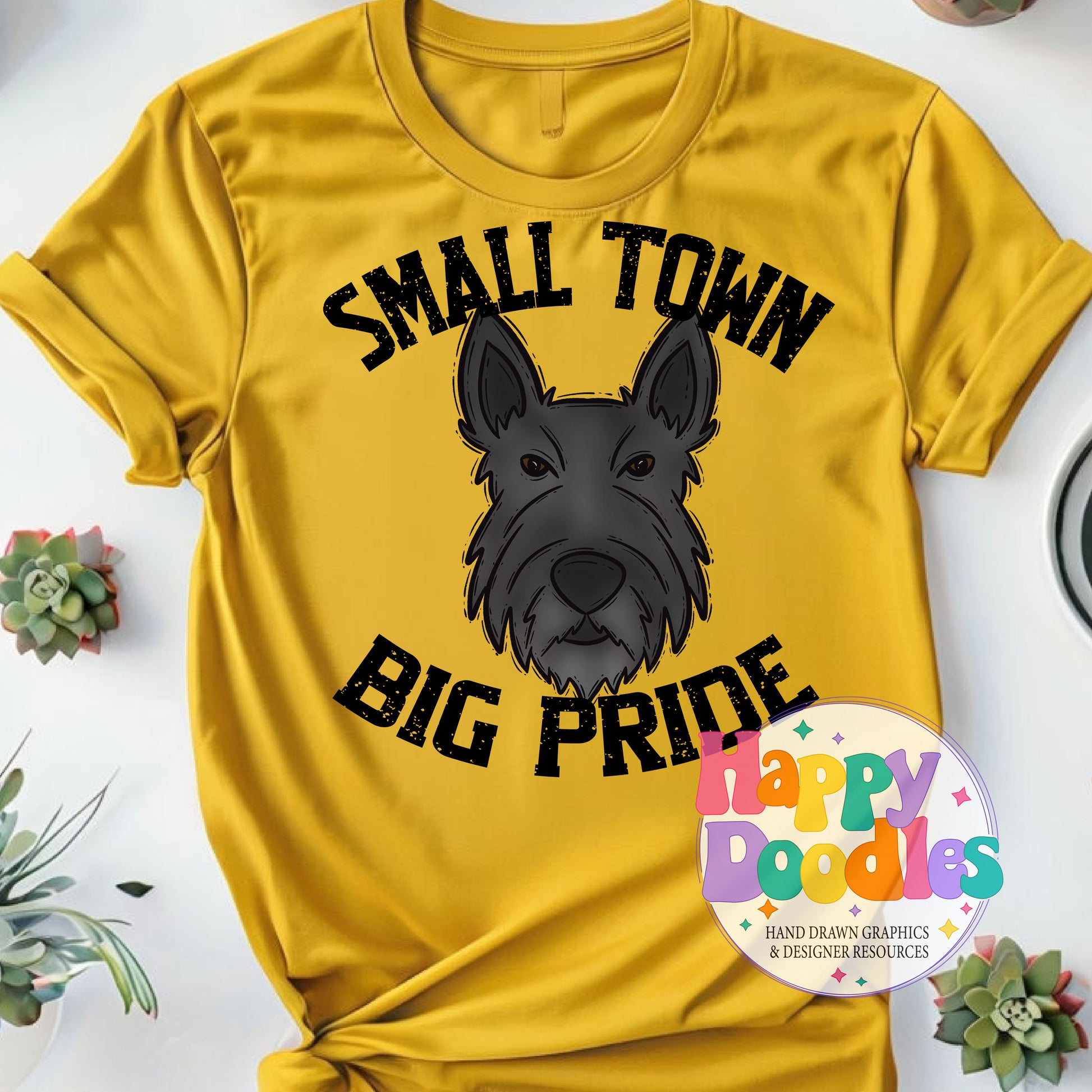 Small Town Big Pride Scottie Printable PNG Download - Happy Doodles Designs