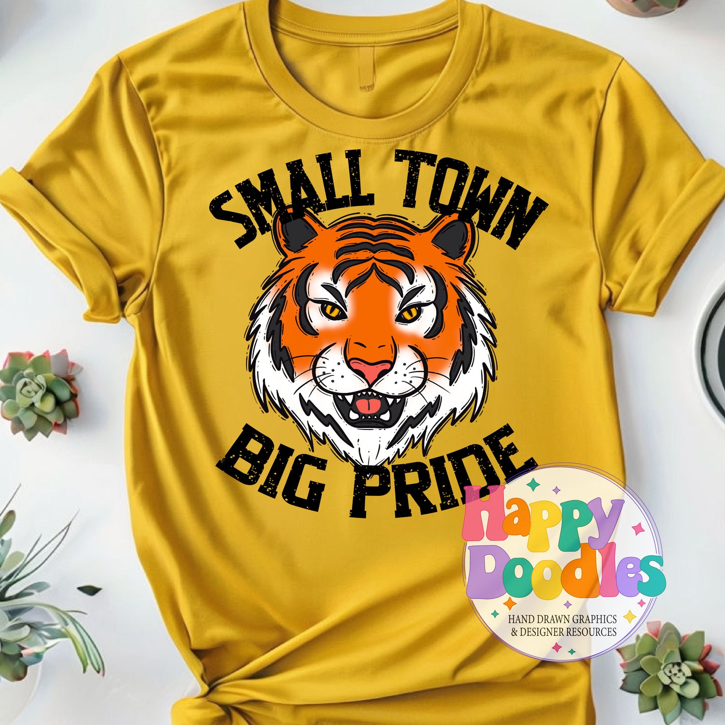 Small Town Big Pride Tiger Printable PNG Design - Happy Doodles Designs