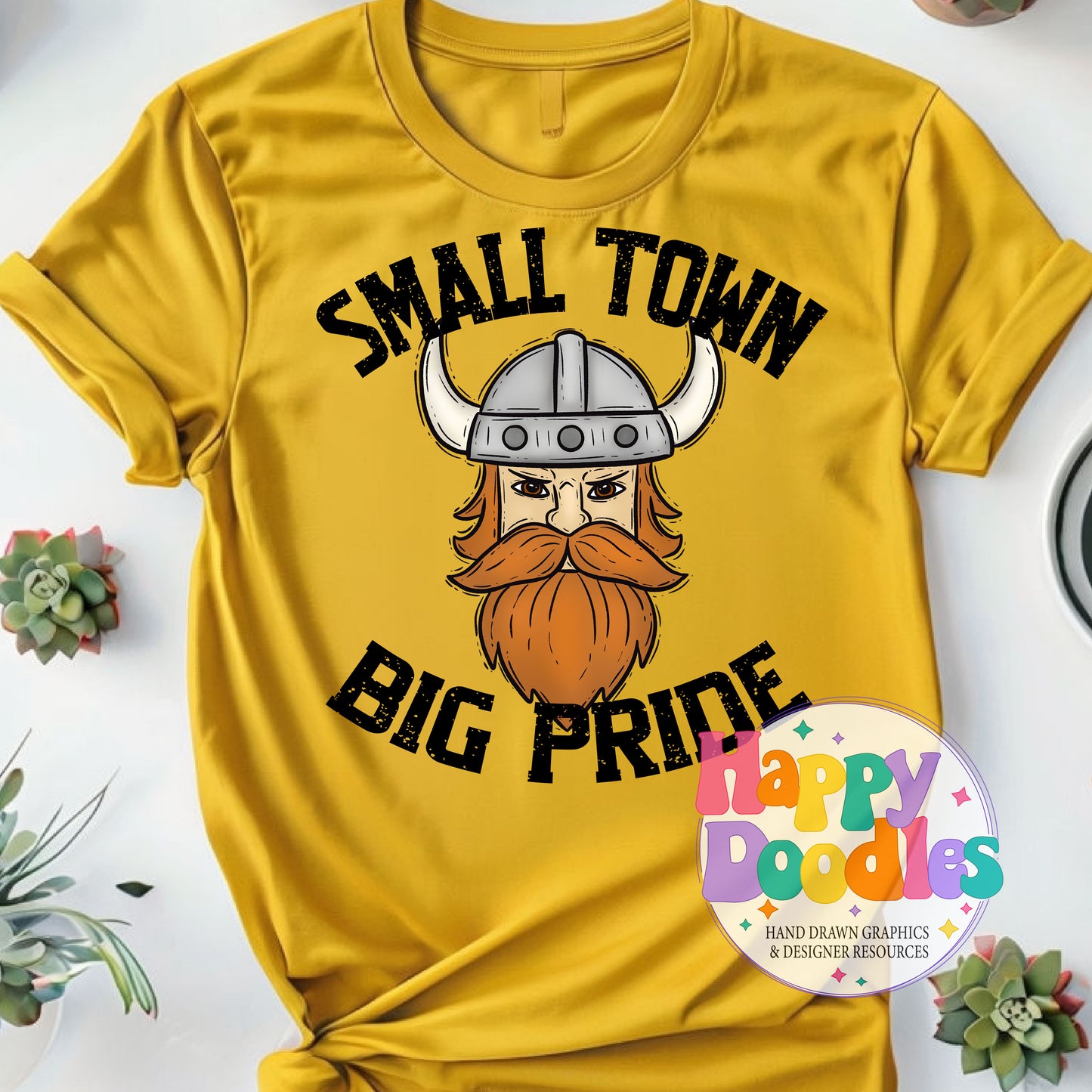 Small Town Big Pride Viking Hat Printable PNG Design - Happy Doodles Designs