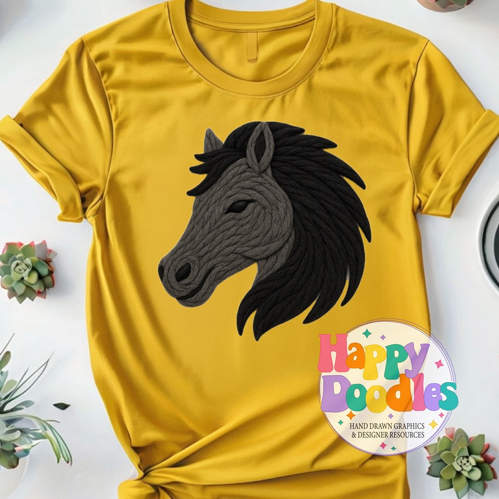 Stallion Yarn Mascot High Resolution PNG Clip Art - Happy Doodles Designs