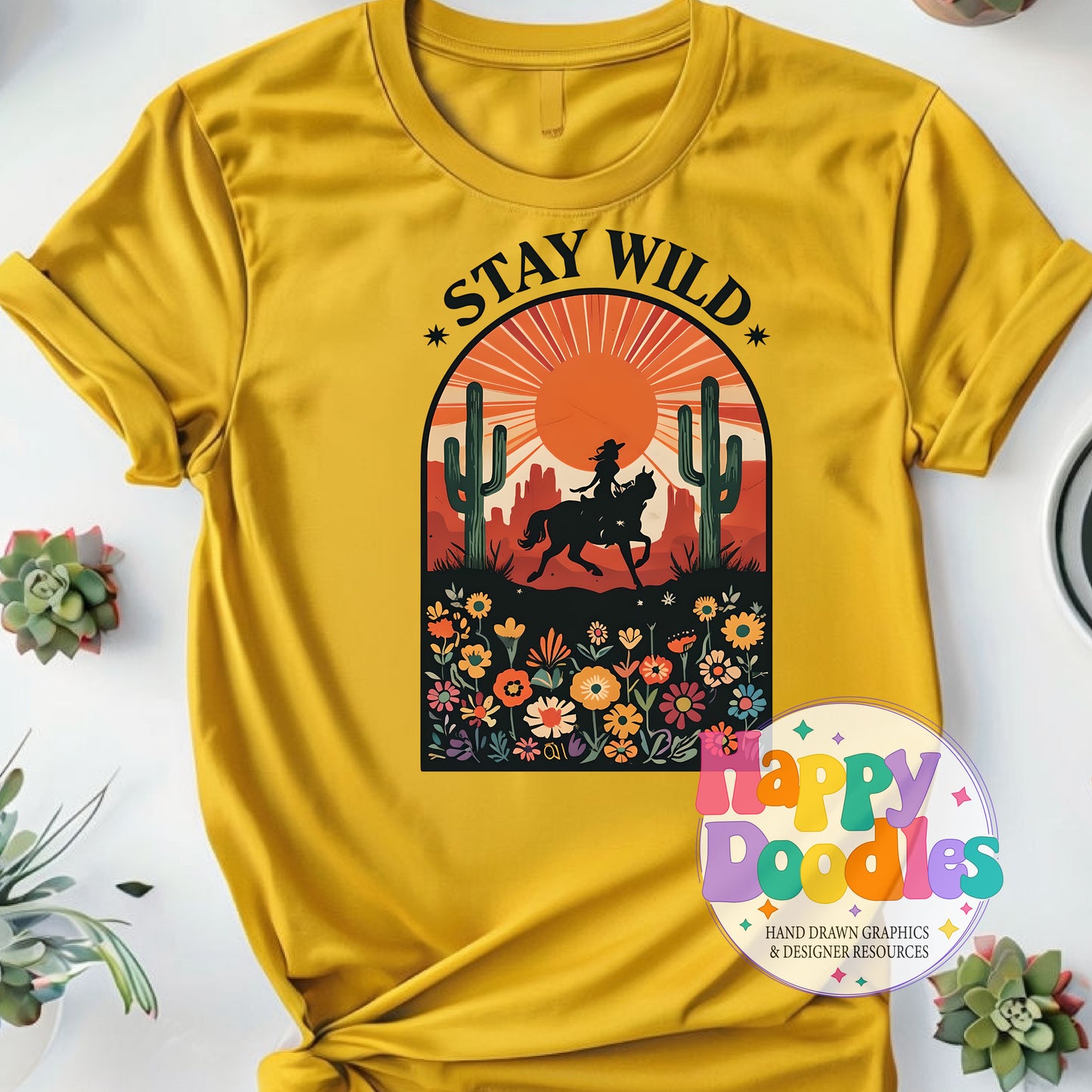 Stay Wild Cowgirl Printable PNG for Sublimation & Crafts - Happy Doodles Designs