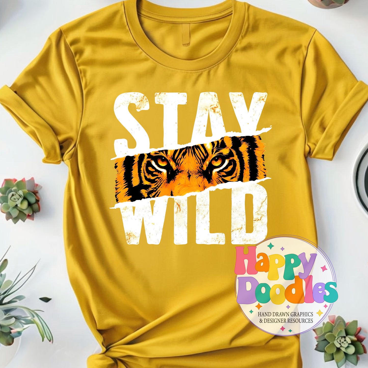 Stay Wild Tiger Printable PNG T-Shirt Design - Happy Doodles Designs