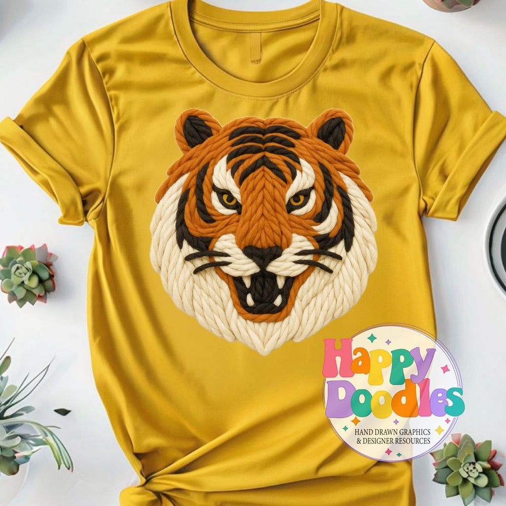 Tiger Yarn Mascot Printable Mascot PNG - Happy Doodles Designs