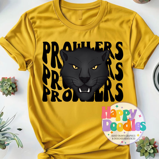 Wavy Retro Prowlers Mascot DIY Printable T‑Shirt Design - Happy Doodles Designs