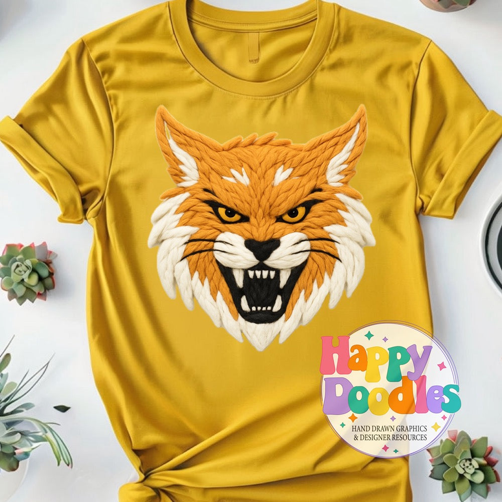 Wildcat Yarn Mascot Printable Mascot PNG - Happy Doodles Designs