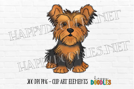 Yorkie Dog - Hand Drawn Commercial Use Clipart Graphics