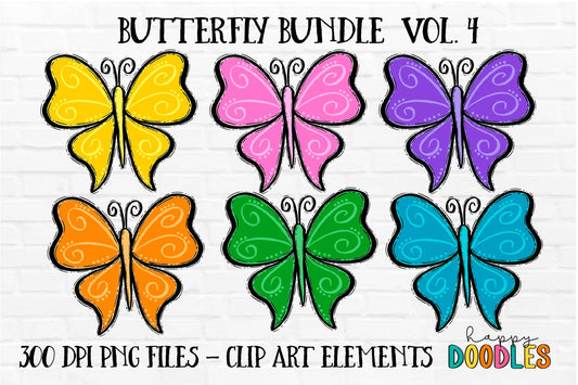 Butterfly Bundle Vol. 4 - Hand Drawn Commercial Use Clipart Graphics