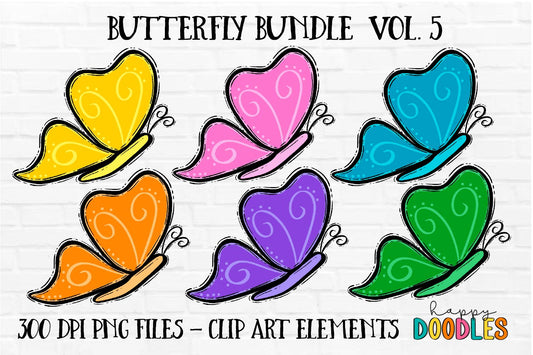 Butterfly Bundle Vol. 5 - Hand Drawn Commercial Use Clipart Graphics