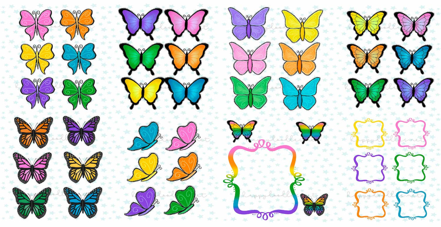 Butterfly Bundle - Hand Drawn Commercial Use Clipart Graphics