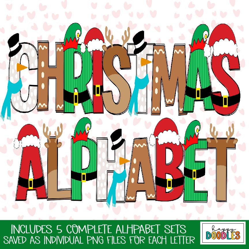 Christmas Alpha Set - Full Alphabet - Sublimation Letters – Happy ...