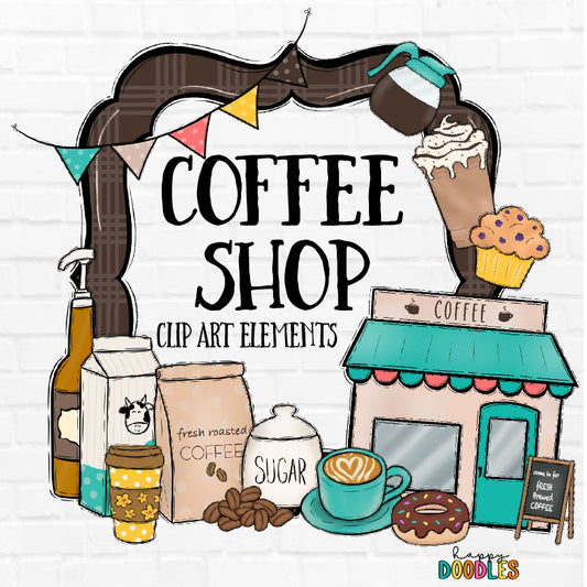 Coffee Shop - Hand Drawn Commercial Use Clipart Graphics