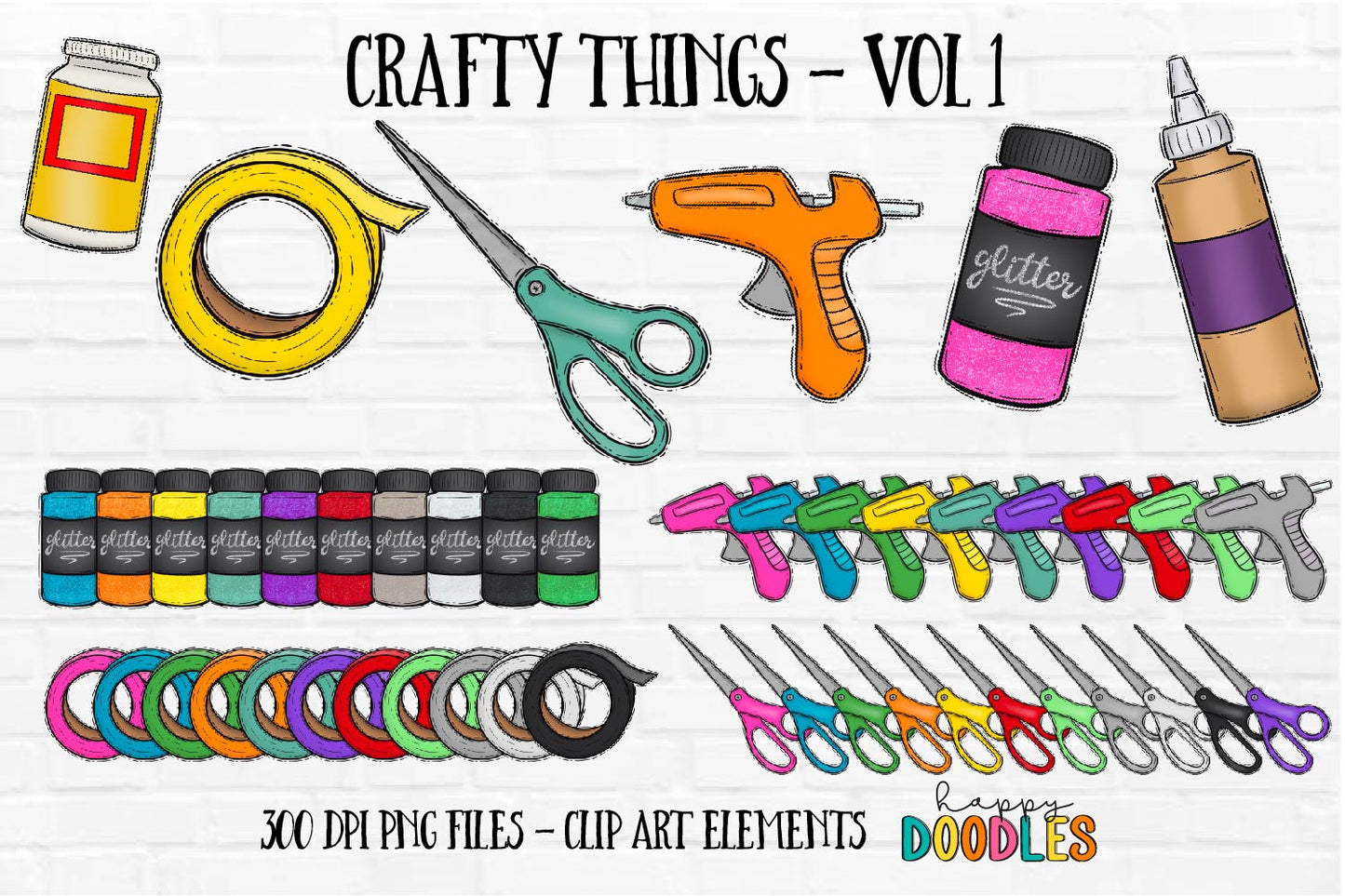 Crafty Things Vol 1 Crafting Bundle- Hand Drawn Commercial Use Clipart Graphics