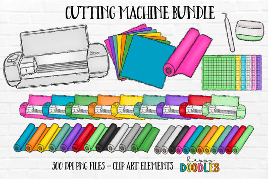 Cutting Machine Crafting Bundle- Hand Drawn Commercial Use Clipart Graphics