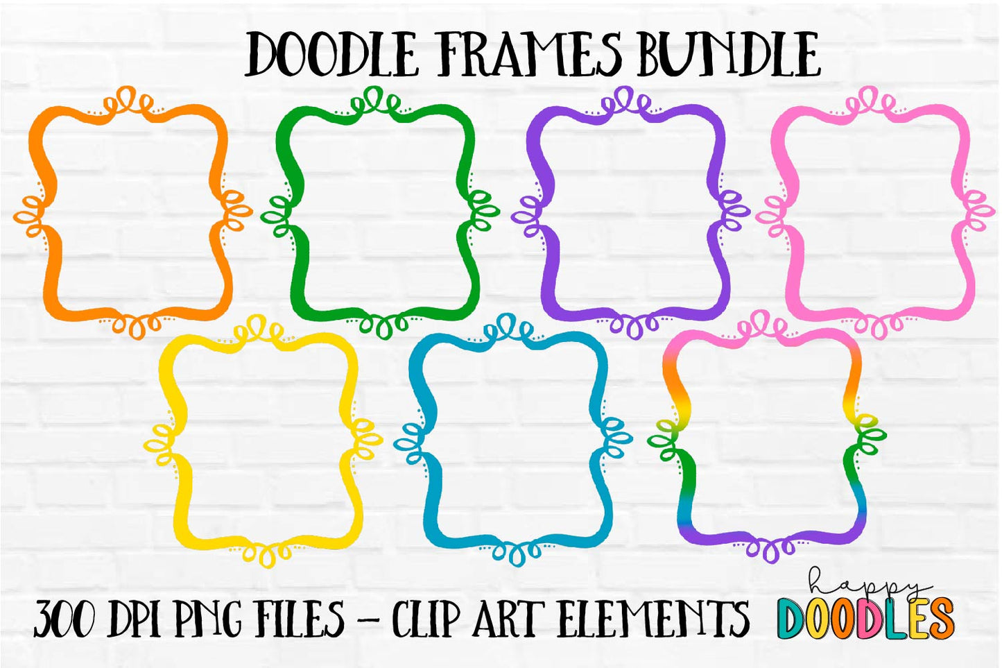 Whimsical Frames - Hand Drawn Commercial Use Clipart Graphics