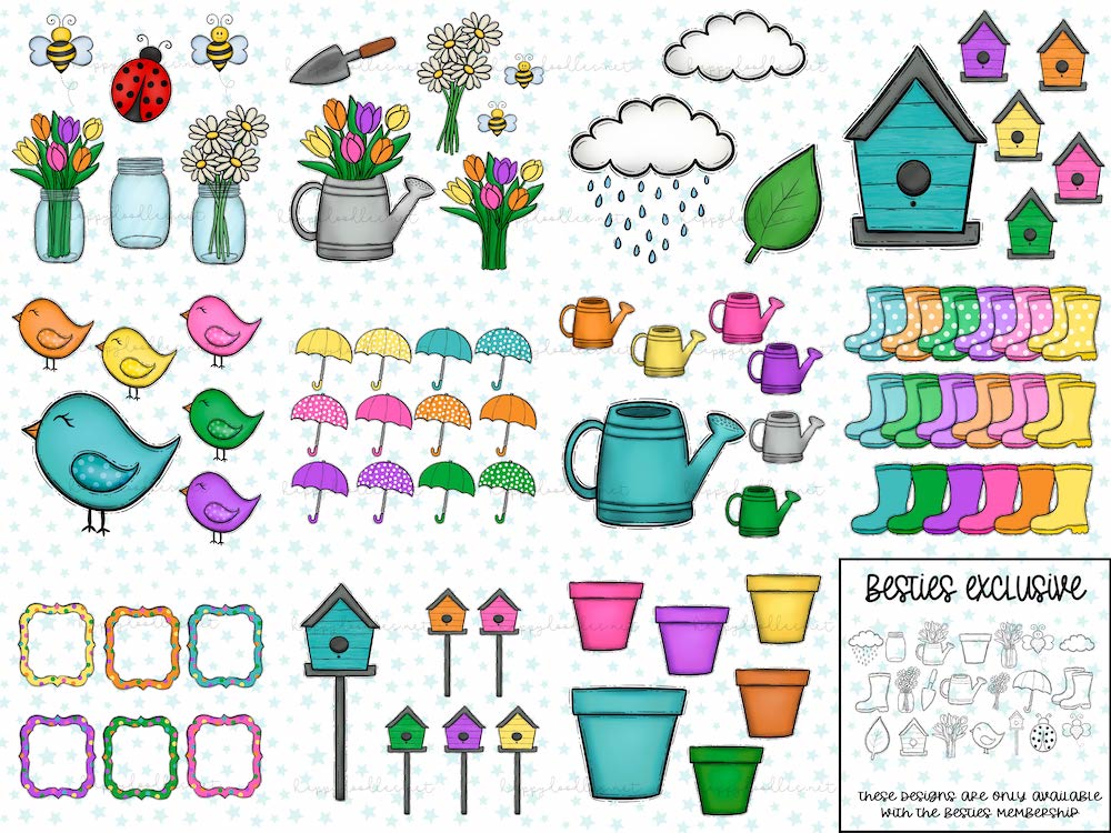 Hello Spring - Hand Drawn Commercial Use Clipart Graphics