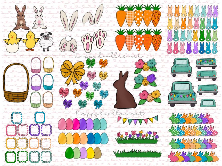 Hoppy Easter - Hand Drawn Clip Art Elements