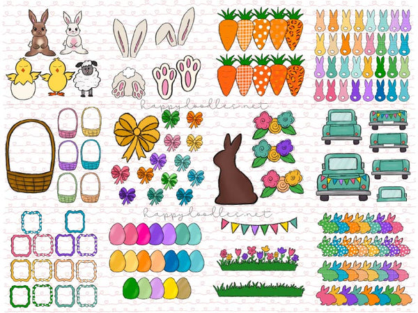 Hoppy Easter - Hand Drawn Clip Art Elements – Happy Doodles Designs
