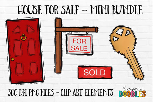 House For Sale - Hand Drawn Commercial Use Clipart Graphics