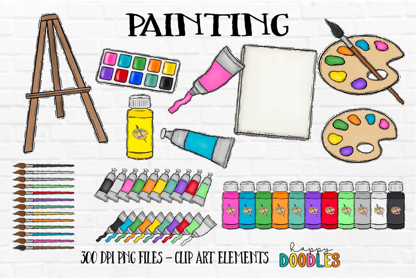 Painting Crafting Bundle- Hand Drawn Commercial Use Clipart Graphics