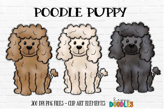 Poodle Puppy - Hand Drawn Commercial Use Clipart Graphics