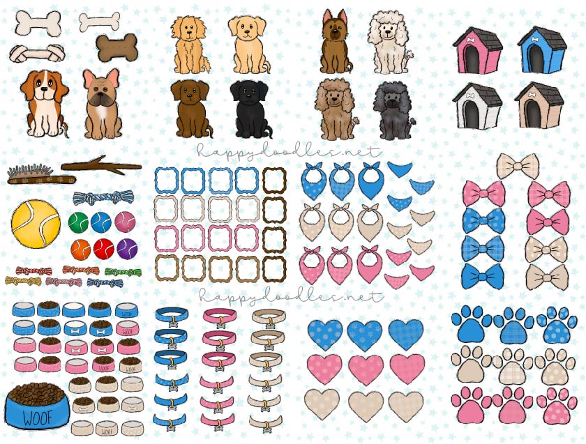 Puppy Love - Hand Drawn Commercial Use Clipart Graphics