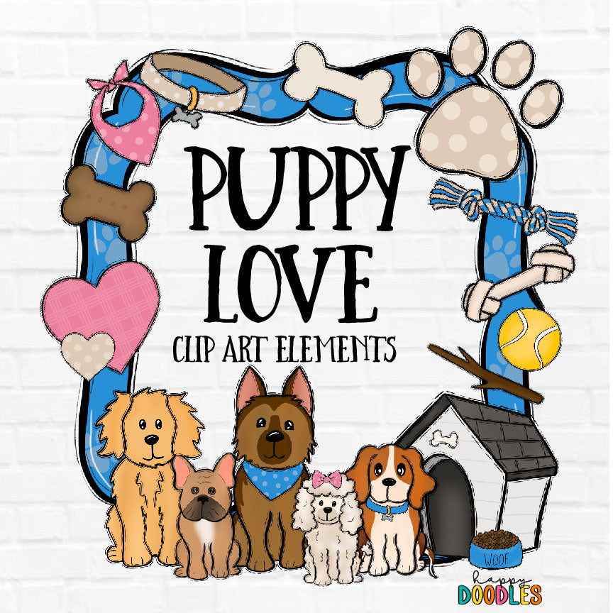 Puppy Love - Hand Drawn Commercial Use Clipart Graphics