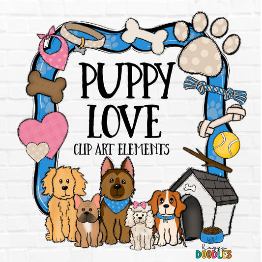 Puppy Love - Hand Drawn Commercial Use Clipart Graphics