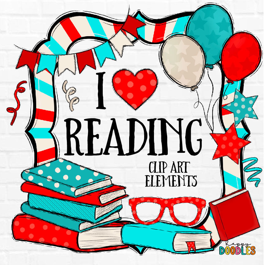 I Love Reading - Hand Drawn Clipart Elements 2023