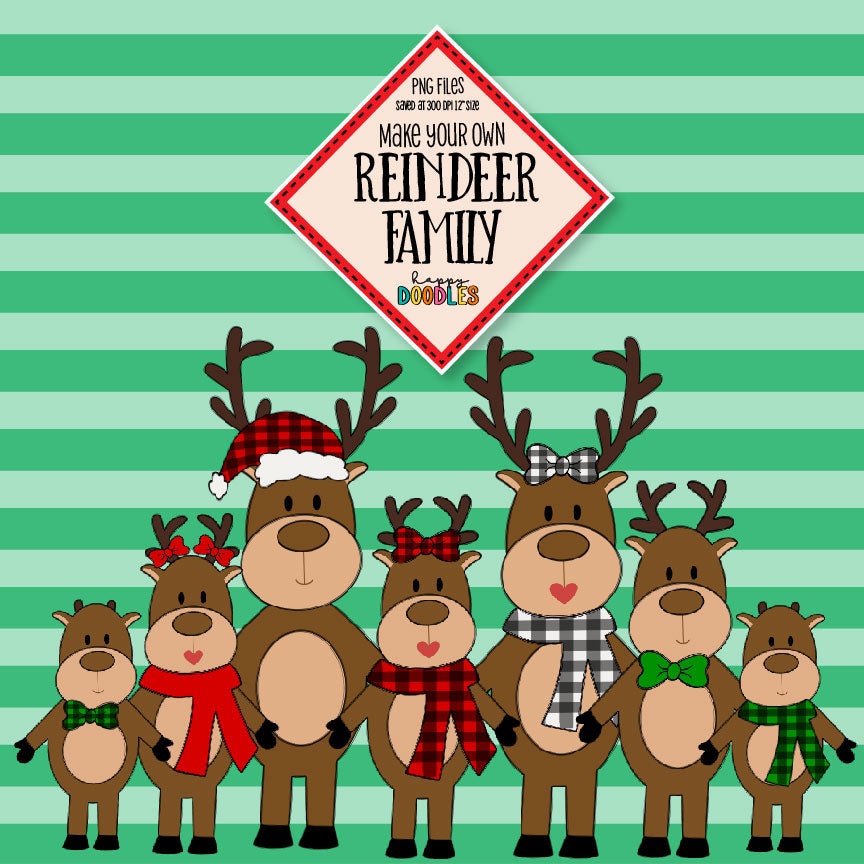 Make Your Own Reindeer Family Clipart Set