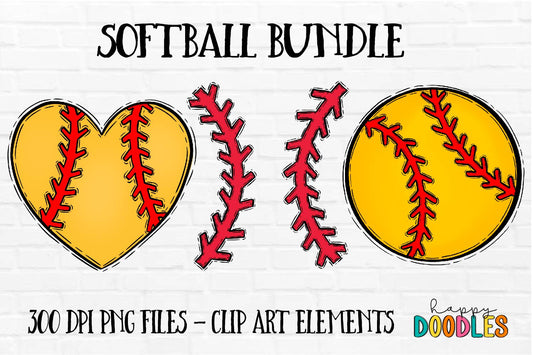 Softball - Hand Drawn Commercial Use Clipart Graphics