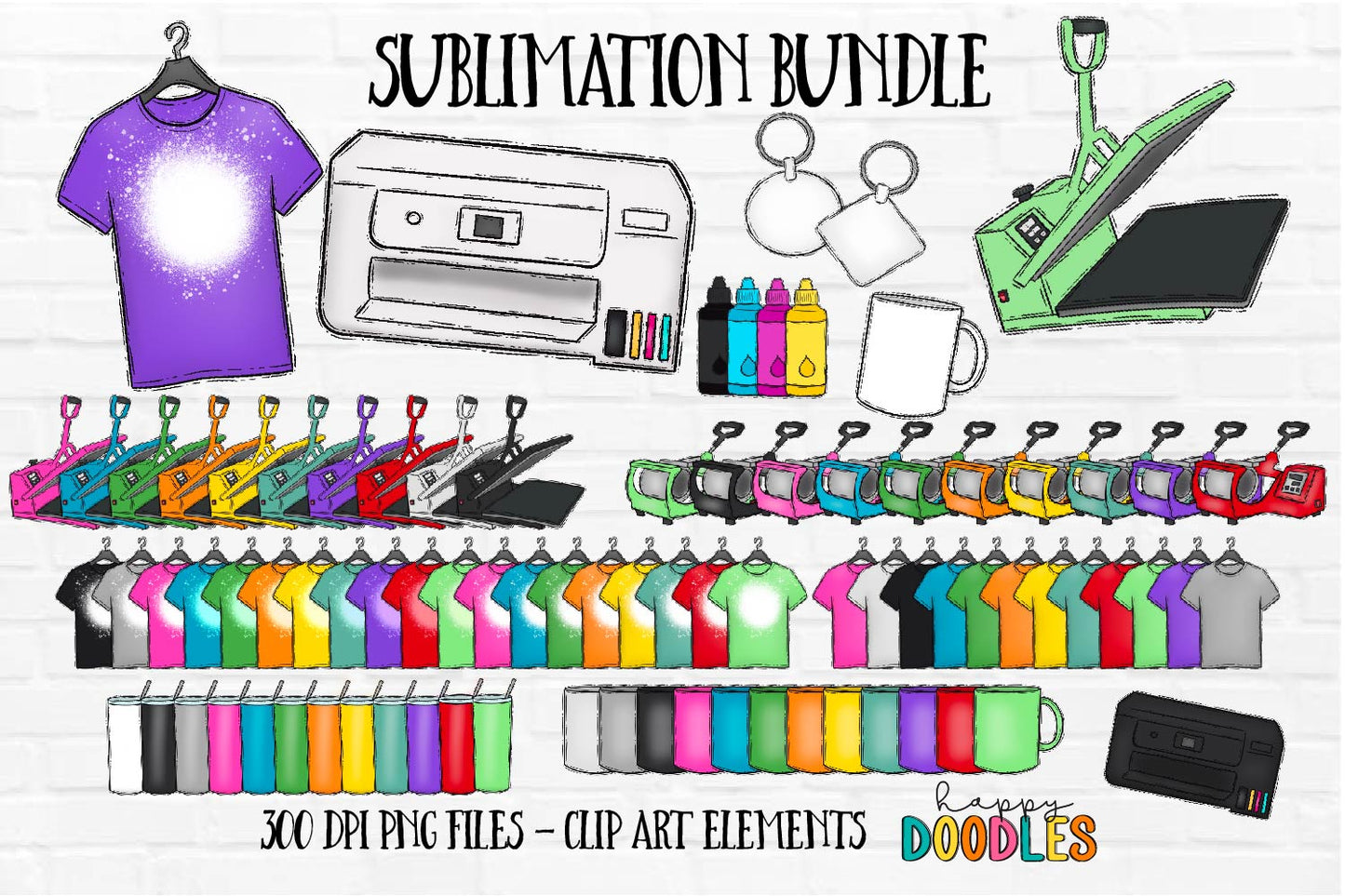 Sublimation Crafting Bundle- Hand Drawn Commercial Use Clipart Graphics